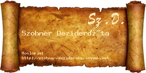 Szohner Dezideráta névjegykártya